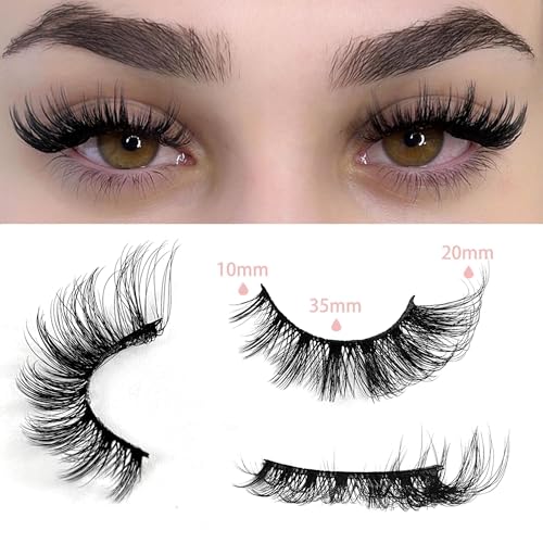 Yasnai 9D Mink False Eyelashes, 7 Pairs, Natural Volume, Wispy Cat Eye