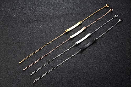 Vnox Set For 5 Customize Skinny Thin Bar Nameplate Monogram Friendship Bracelet,Rose Gold Plated,Bridesmaid Inspirational Motivational Gtaduates Gift #TOP3