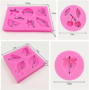 Fruit Molds 4PCS Fruit Silicone Molds Cherry Strawberry Lemon Star Leaves 3D Mini Fruit Shaped Silicone Mold for Candles Chocolate Candy Snack Jelly Cupcake Cake Gummies Fondant Decorating