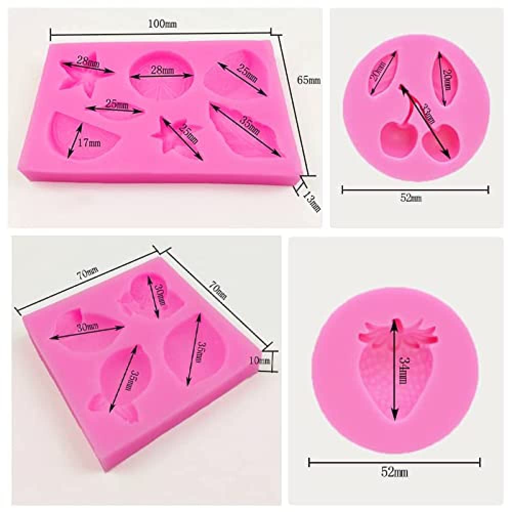 Moule En Silicone, 3 Pièces VÉZAAR Moules à Fraise, Framboise, Myrtille, Moule Des Savons DIY Pour Fondant, Chocolat, Bonbons Glaçon, Gâteau De Tache, Sucre Artisanat, Bougie