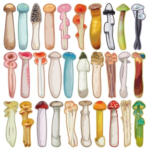 AidenYolo 30 Pack Cute Mushroom Bookmarks for Reading 5.9in Aesthetic Paper Book Marks for Reading Book Lover Gift for Students and Readers