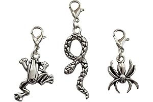 Enchanting 3-Piece Clip-On Charms: Frogs, Spiders, and Snakes