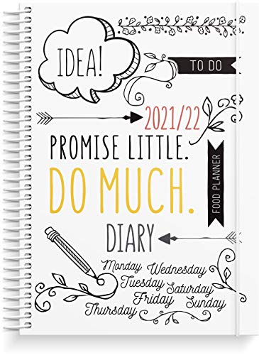 Burde Planner 2021-2022 Doodle | White A5 Planner | August 2021 to August 2022 | Creative Weekly Planner | 120gsm Thick Paper | 142 Stickers Included