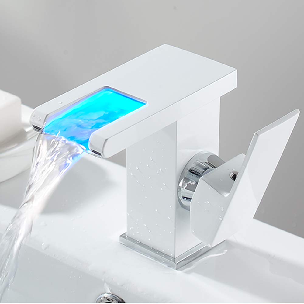 Kran LED z wodospadem, armatura łazienkowa, armatura umywalkowa, armatura łazienkowa z 3 diodami LED zmieniającymi kolor