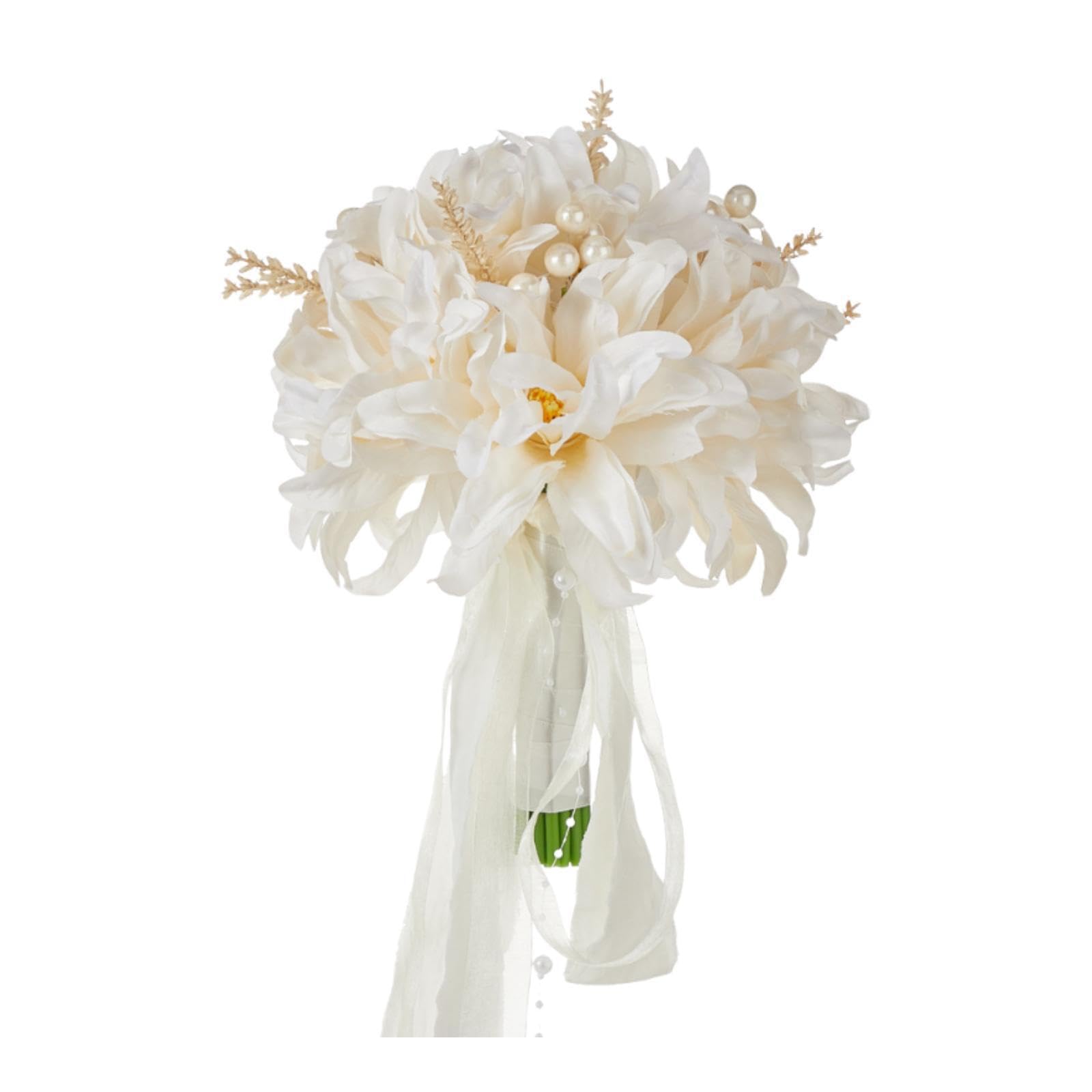 Bouquet de mariée fleurs de soie de couleur champagne pour un centre de table de mariage féerique