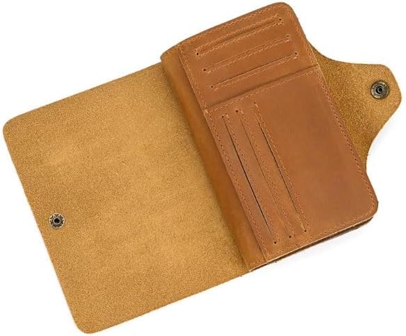 Men's Genuine Leather Wallet with Vintage Snap Closure Long with Multiple Card Slots