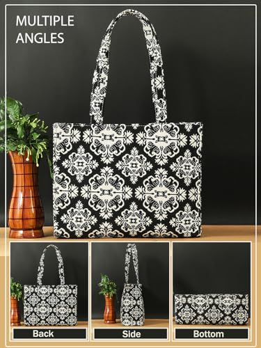 Image of Bagsy Malone Opulent Loom Majesty Tote Set of 2-Black & White 3
