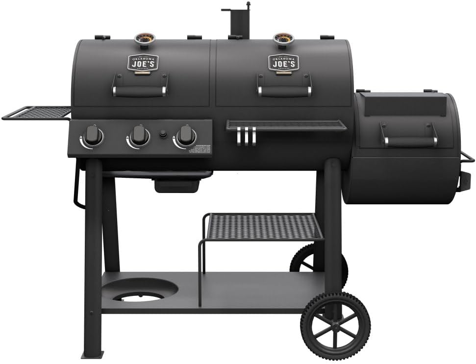 Canyon Combo Dual Fuel 3-Burner Propane Gas and Charcoal Smoker and Grill with 1031 sq. in. Cooking Area in Black