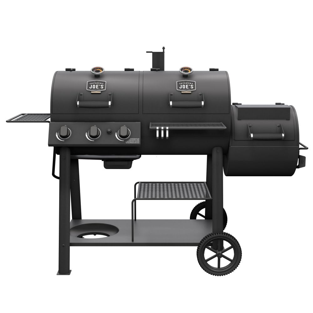 Canyon Combo Dual Fuel 3-Burner Propane Gas and Charcoal Smoker and Grill with 1031 sq. in. Cooking Area in Black - Grill Smoker Combo