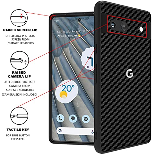 Image of RIGGEAR Sleek Google Pixel 7A 5G Back Cover Case For Phone (Tpu+Pc | Black Cf), Black
