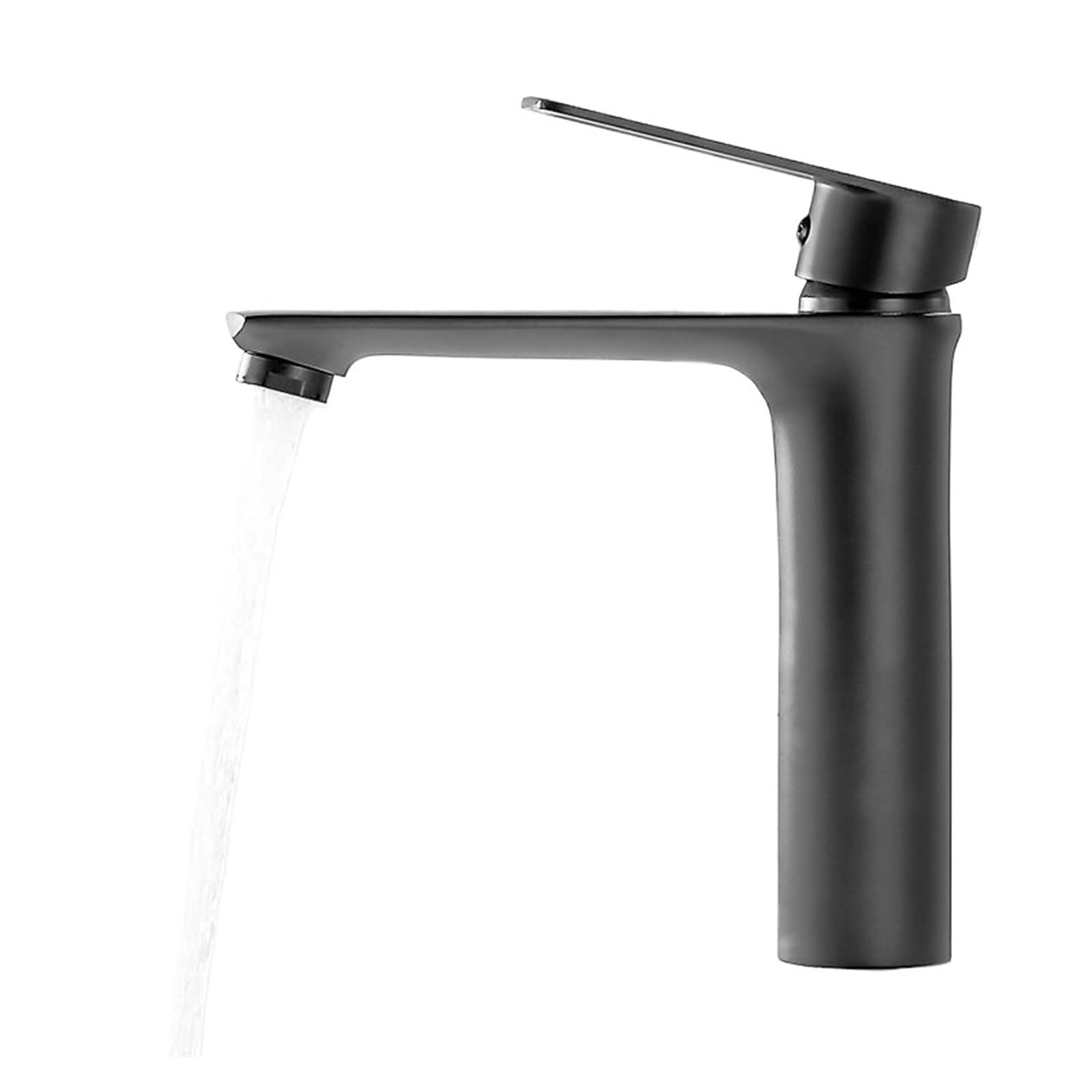 Robinet de lavabo de salle de bains noir mitigeur eau chaude et froide monotrou