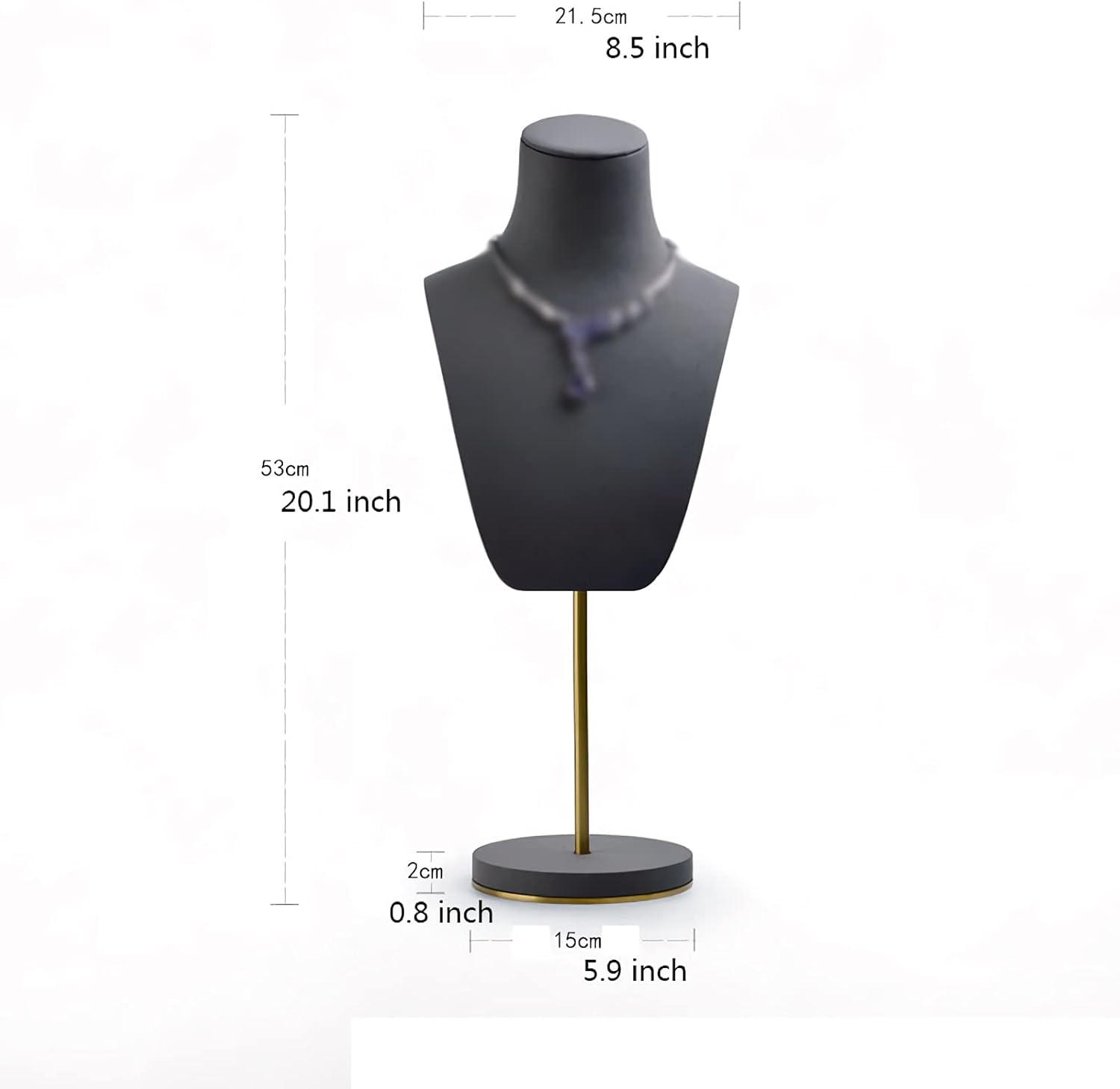 Jewelry Organizer Black Necklace Bust Holder, Jewelry Organizer Accessories Storage Chain Display Stand, Commercial and Commercial Organization, 20 Inch Jewelry Holder