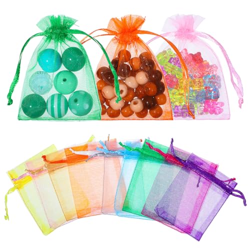 BOHUIZ 100 Stück Organzasäckchen, 7x9 cm Geschenkbeutel Organza Beutel Organzabeutel Bunt Schmuckbeutel Schmucksäckchen Lavendelsäckchen-Säckchen Für Hochzeit Oder Fest Party