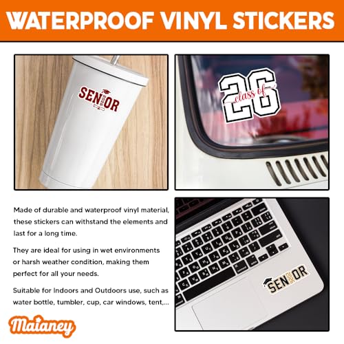 Image of MAIANEY (10Pcs - 3inch) Senior 2026 Stickers Class of 2026 Stickers for College High School Graduation Gifts Student Senior Decals Decorations for Water Bottle Tumbler Laptop Phone (Multi)