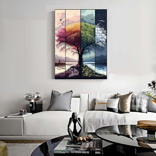 Image of Tree Stamped Cross Stitch Kits for Beginners Adults,Landscape Dimensions Needlepoint Art Crafts,Counted Cross Stitch Kits Embroidery Kits for Beginners Adults for Home Decor 11.8x15.7inch