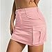 Century Star Womens Y2k Low Waist Mini Cargo Denim Skirt Button Bodycon with Pocket Pink Small