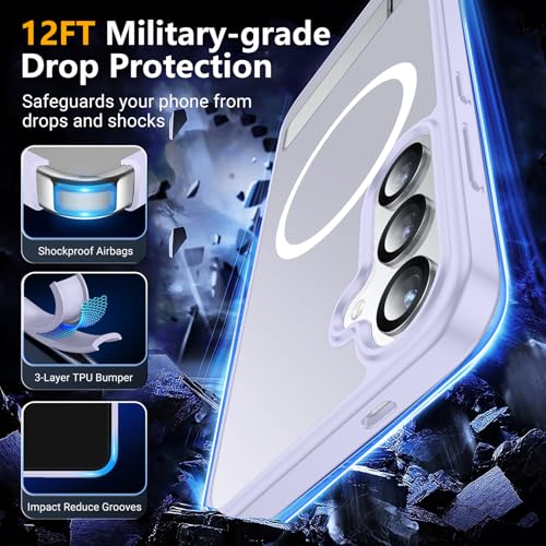Image of SPIDERCASE Magnetic for Samsung Galaxy S25 Plus Case, [3 Stand Ways][ Military Grade Drop Protection] with Invisible Stand Shockproof Slim Case for Samsung Galaxy S25 Plus 6.7 inch, Light Purple