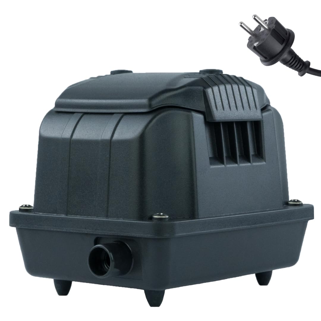 Teichbelüfter 600 L/H stufenlos regulierbar, 10 Watt Sauerstoffpumpe für Teich, Membranpumpe 10 L/Min, Teichbelüftung, Luftpumpe Teich, Belüfterpumpe für Gartenteiche, Teichbelüftungspumpe