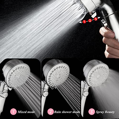 Pommeau de douche haute pression à 3 modes avec bouton d'arrêt
