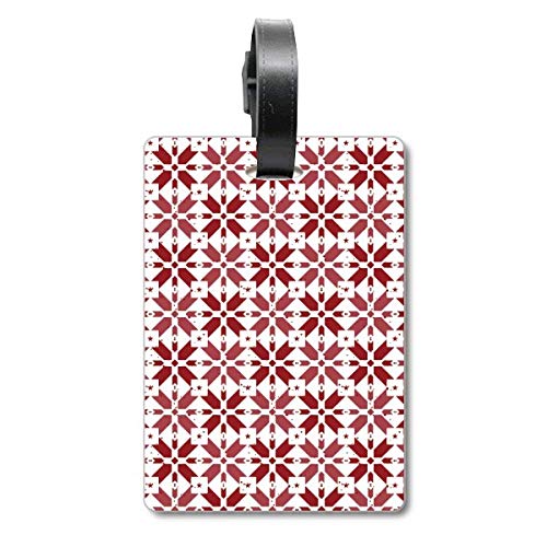 Étiquette de valise motif Noël rouge chic, porte-adresse haut de gamme pour bagage