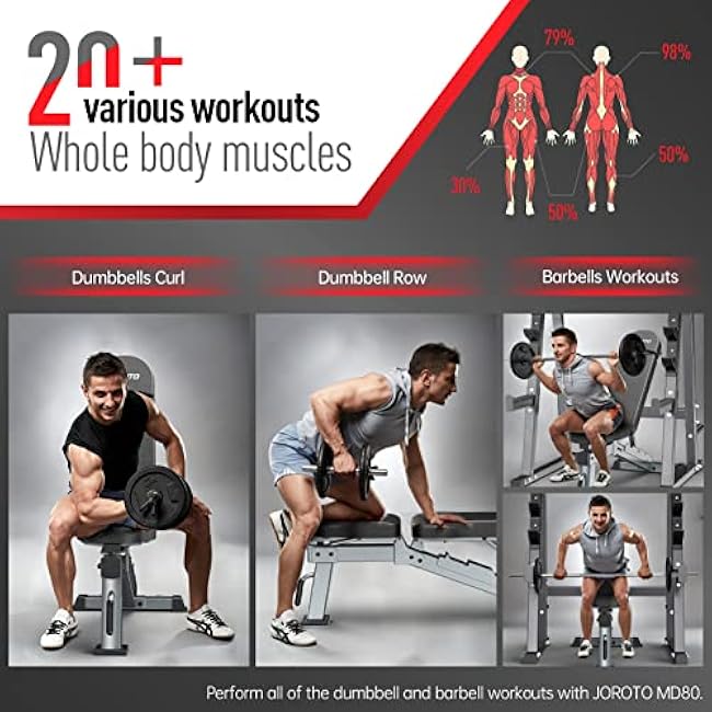 JOROTO Weight Bench, 1700LB Adjustable Workout Bench Press, Strength Training Benches for Home Gym Full Body Workout, Incline Decline Flat Utility Workout Bench