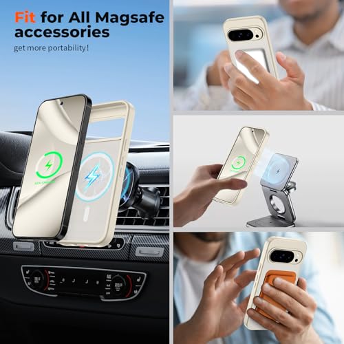 Image of SUPFINE Magnetic for Google Pixel 10 Pro Case /Pixel 10 Case with Screen Protector, (Built-in Magnets) ((Military Grade Drop Protection) Slim Translucent Shockproof Phone Case,Stone