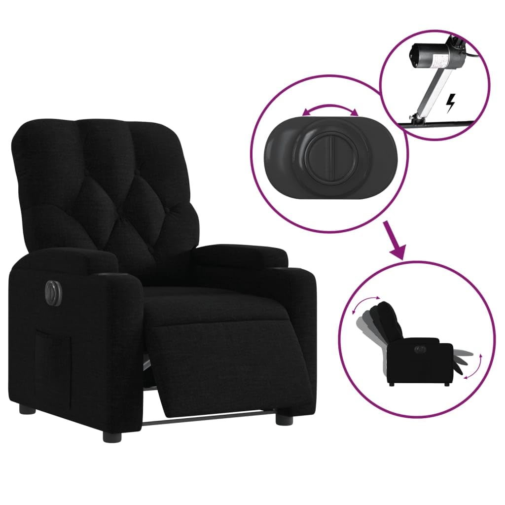 Gecheer Poltrona Elettrica Reclinabile Nera in Tessuto,Poltrona,Relax,Reclinabile,da TV,da Lettura,Poltrona da TV,Poltrona Relax,Comoda,Poltrona Reclinabile,P3204688