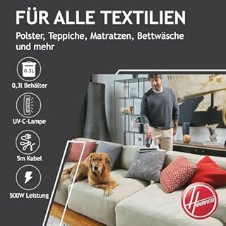 Hoover Ultra Vortex Milbensauger mit UV-Licht, bekämpft Bettwanzen – Polsterreiniger entfernt 99,9% Bakterien, Allergene, Staub-Milben – Matratzenreiniger für hygienische Reinigung, für Allergiker