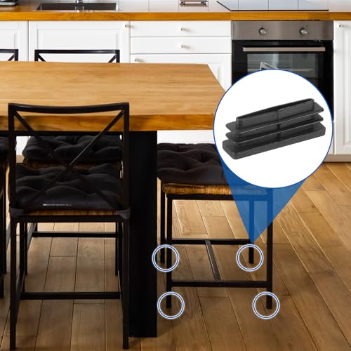 Image of uxcell 16 Pcs Rectangle Tubing End Caps 1 5 /8 x 3 /8 Inch Plastic Hole Plugs Insert End Cap for Metal Tubing Post Chair Leg Table Bookshelves Furniture, Black