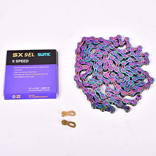 DEYING SUMC SX9EL 9S 9 Speed Bike Chain 1/2" 11/128" Links 116 Rainbow Color Massachusetts 
