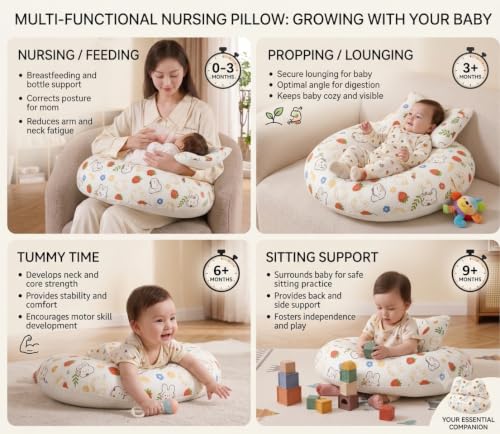 Image of Proliva Feeding Pillow for New Born Baby with Detachable Cover Breast Feeding & Maternity Nursing Pillow for Breastfeeding Support for Baby Feeding Pillow for Mom