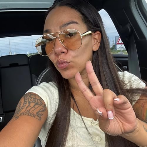 YAMEIZE Retro 70s Pilot Sunglasses Women Men Square 70s Sunglasses Retro Pilot Double Bridge Vintage Shades Trendy UV4002