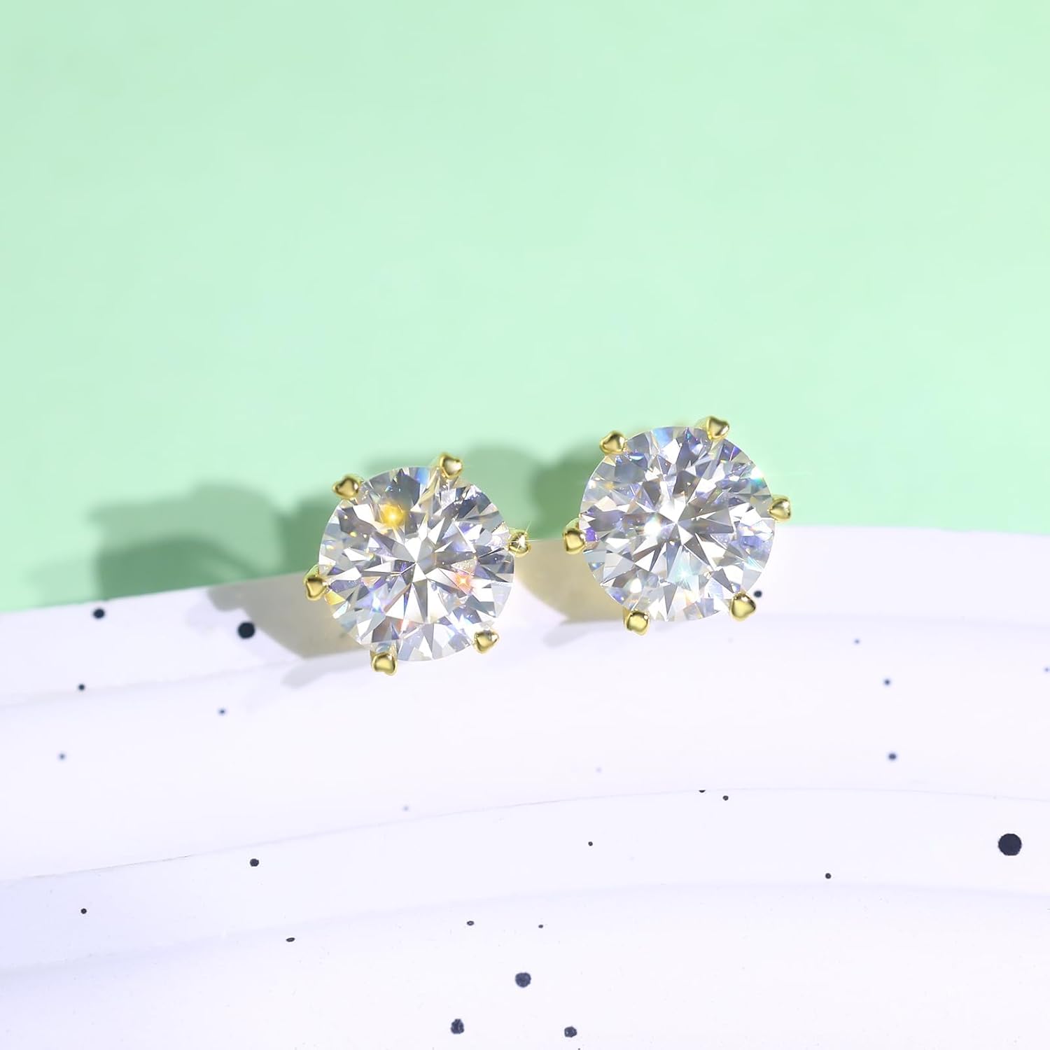 BREN Moissanite Earrings - 0.6ct-4ct D Color Lab Created Imitation Diamond Earrings Studs Handmade 925 Sterling Silver Earrings Solitaire Moissanite Stud Earrings for Women Christmas Gifts