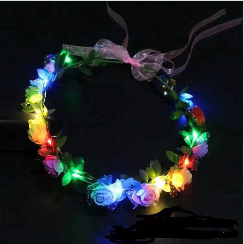 6pcs LED Flower Crowns Headband – ALCR light up Floral Wreath Headband Luminous, Headpiece, Flower Headdress for Women, Girls Wedding Party Festival (Multicolor)