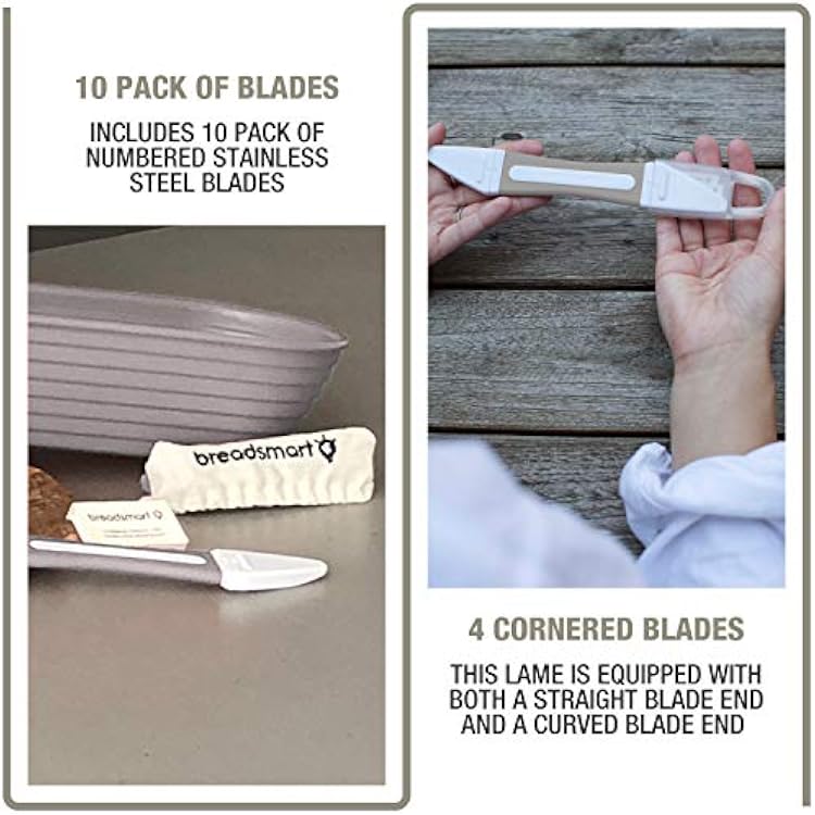 Breadsmart Bread Lame - Bread Scoring Tool - Set of 10 Stainless Steel Blades - Bakers Dough Scorer - Best Sourdough Bread Baking Supplies