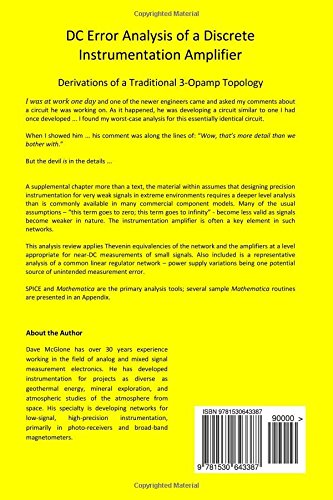 DC Error Analysis of a Discrete Instrumentation Amplifier: Derivations of a Traditional 3-Opamp Topology      Paperback – May 9, 2016