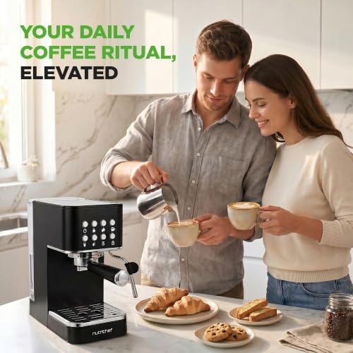 NutriChef 20-Bar Espresso Maker With Milk Frother | Removable 1.8 Quart Water Tank | Coffee Maker for Brewing Espresso, Cappuccino, Latte, Americano & Cold Brew Coffees | Black by NutriChef - Used condition - Image 9