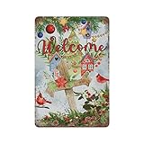 Wodevor Cross Cardinals Bird Metal Sign Personalized Metal Signs for Outdoors Welcome Winter Aluminu