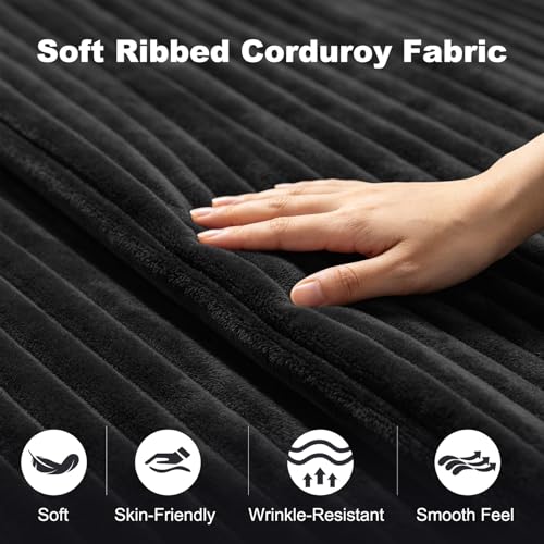HOMMIDIKA 106" Boneless Sectional Couches for Living Room,Modular Sectional Sofa with L-Shape Chaise,Corduroy Oversized 3 Seater Cloud Couches for Apartment,No Assembly(Black,Left Facing Chaise) — view 5