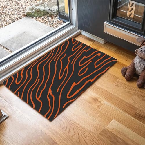 Tapis rayures zébrées orange et noir 90x150cm rectangulaire