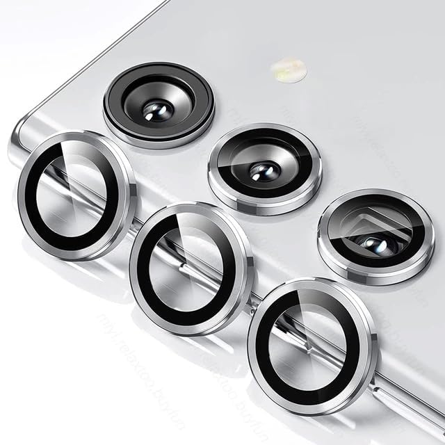 Image of Camera Lens Protector for Samsung Galaxy S23 FE 5G Tempered Glass, Alloy Metal Rings, Case Friendly, 3 Pack, (Silver)
