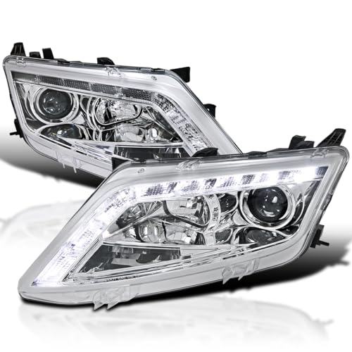 SPEC-D TUNING LED Chrome Housing Clear Lens Projector Headlights Head Lamps Compatible with 2010-2012 Ford Fusion Left + Right Pair Headlamps Assembly