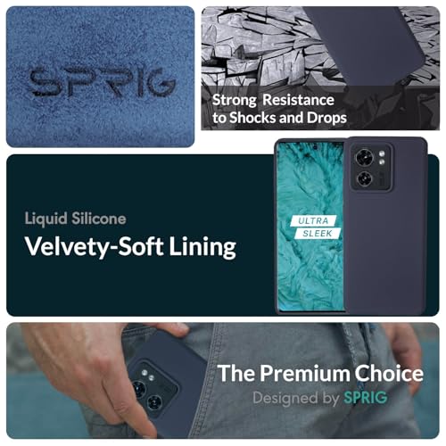 Image of SPRIG Compatible with Moto Edge 40 Premium SilkTone (Liquid Silicone) Back Cover Drop Tested Shock Proof Mobile Case for Men, Women, Boys and Girls with Camera Protection (Midnight Blue)