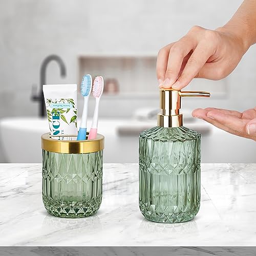 Juego de accesorios de baño verde para transformar el lavabo en un oasis de relajación y orden 6