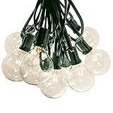 100 Foot Globe Patio String Lights - Set of 100 G50 Clear Bulbs with Green Cord