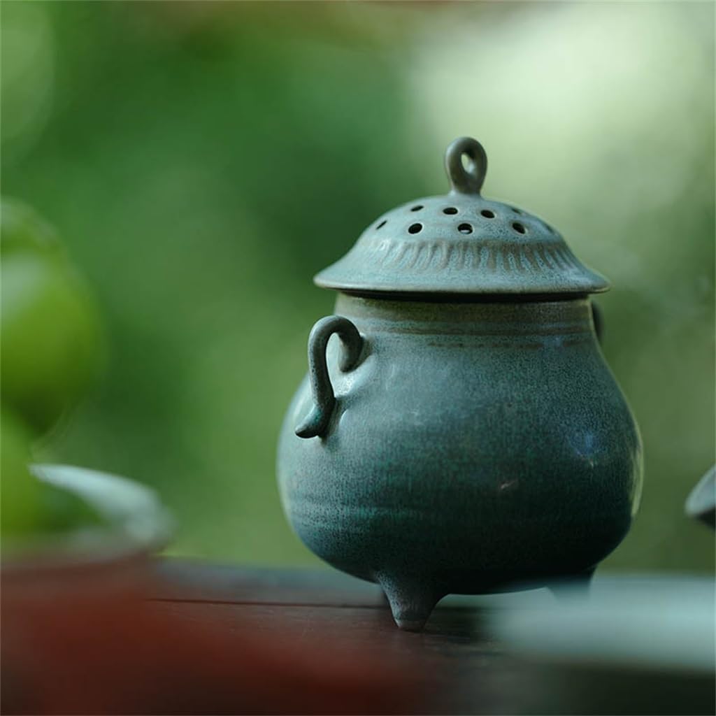 Soporte De Incienso Quemador de Incienso de Hilo de Arcilla marrón Hecho a Mano, Quemador de Incienso pequeño para Sala de té, decoración del hogar