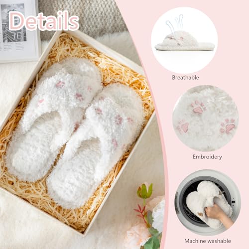 Image of GOEWY Fuzzy Open Toe Slippers for Women Cozy Memory Foam House Shoes Indoor | Cute Cross Band,Soft Faux Fur,Anti-slip Sole Outdoor,Machine-washable,Lightweight,Slip on Gifts for Women,Mom and Bridesmaid