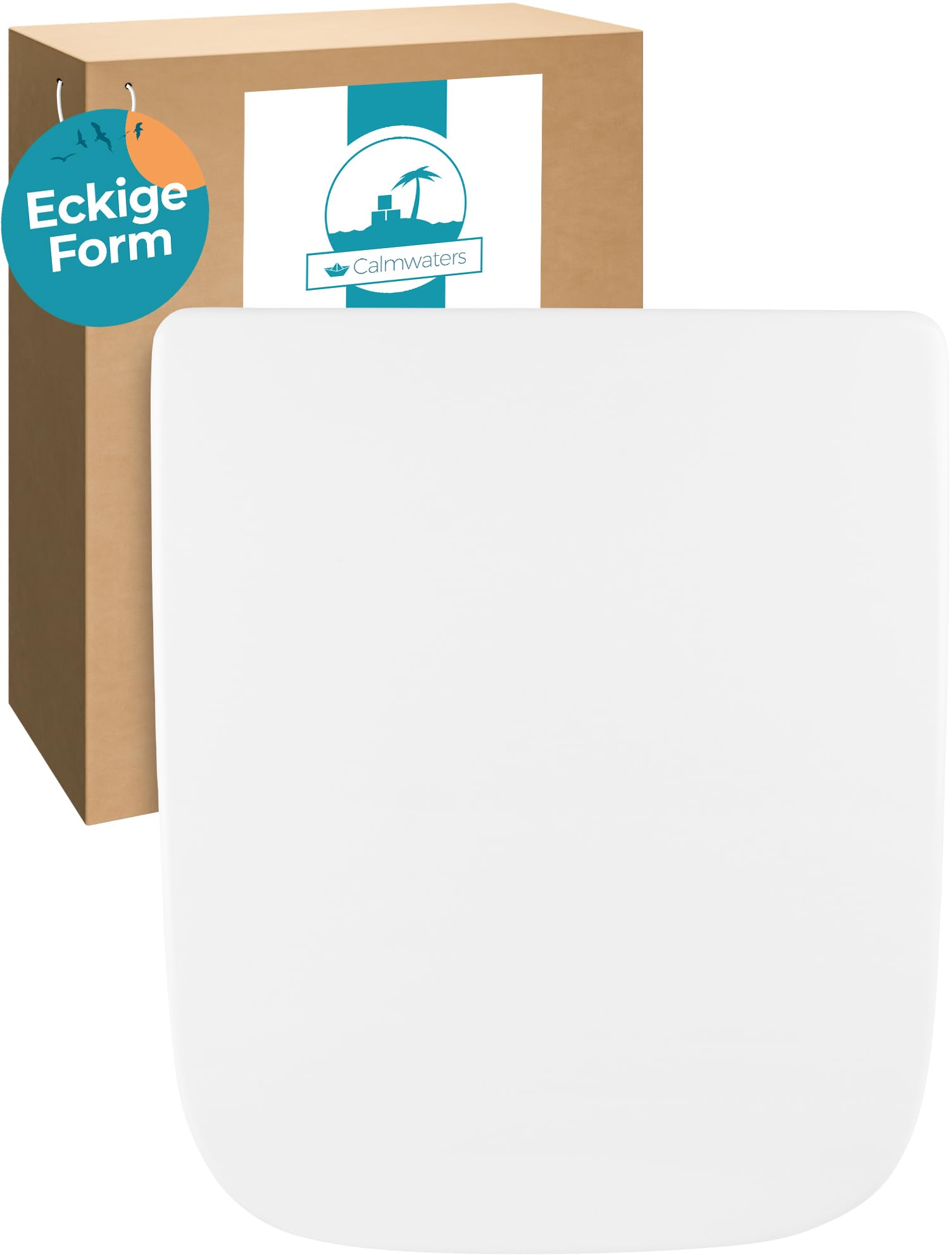 Calmwaters® Antibakterieller WC Sitz für Keramag Renova Nr. 1 Plan 202150 & 202160, Toilettensitz mit Absenkautomatik, Duroplast Klositz, Toilettendeckel abnehmbar, überlappend, Weiß, 26LP3461