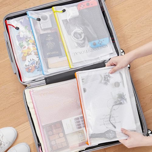 Image of JARLINK A4 Letter Size 72 Pack 10 Colors Zipper Mesh Document Pouch, Mesh Bags for Board Games & Puzzles, Waterproof Document Zipper Pouches for Office School Supplies, Toys, Cosmetics Travel Storage