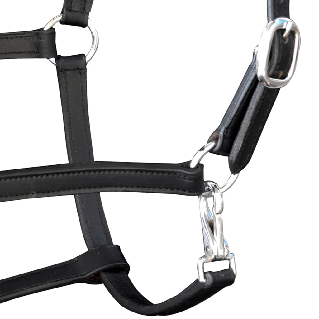 Este artículo - Cabestro de cuero auténtico ajustable negro pony-Nice